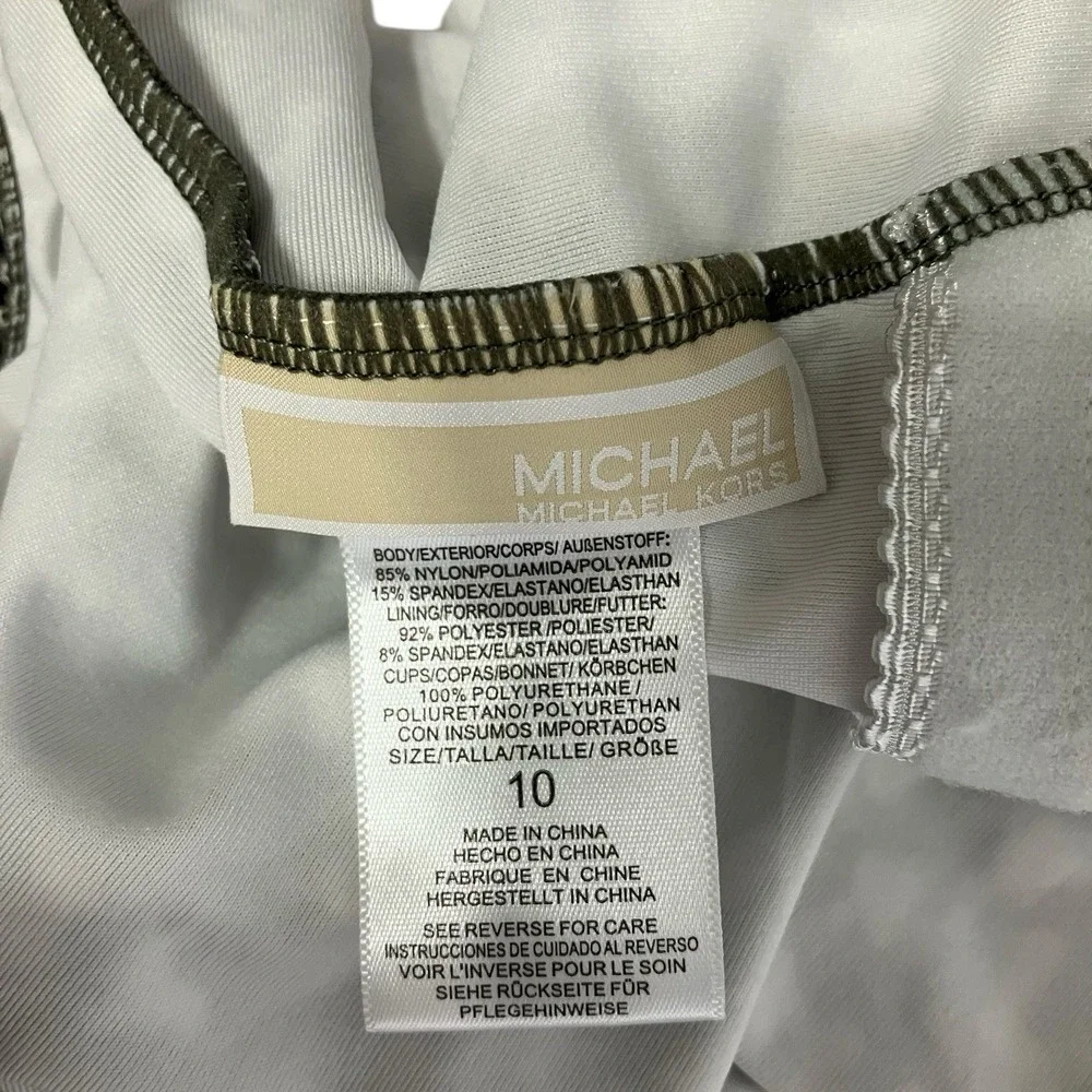 MICHAEL‎ KORS One Piece Swimsuit Leopard Print Lace Up Back Women Size 10